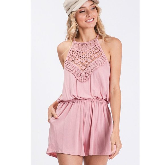 Pants - 🥳HP🥳Blush Boho Crochet Detail Keyhole Back Rom…